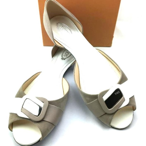 TOD'S Open Toe Cutout Flats in 100% Italian Suede - Picture 1 of 7